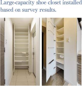 「Large-capacity shoes closet installed based on surey results.」image